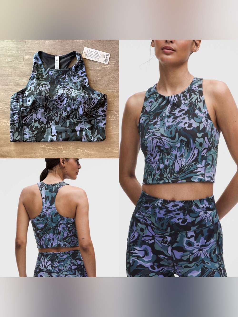 Lululemon Swift Speed Cropped Tank Top B/C Cup Flower Meld NEW Womens 12 purple